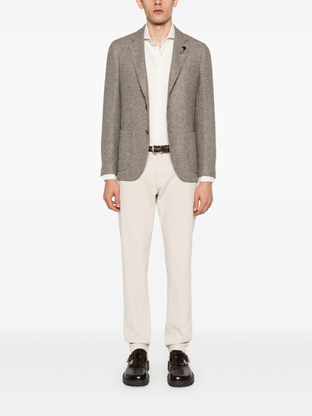 Men Blazers Maison-Kitsune Lardini Interwoven single-breasted Blazer Brown