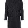 Lardini brooch-detail Coat Blue Men Double Breasted Coats Maison-Kitsune