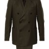 Maison-Kitsune Double Breasted Suits Men Lardini logo-clip Suit Green