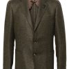 Maison-Kitsune Blazers Men Lardini brooch-detail Blazer Green