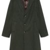 Maison-Kitsune Single Breasted Coats Men Lardini Virgin Wool Coat Green