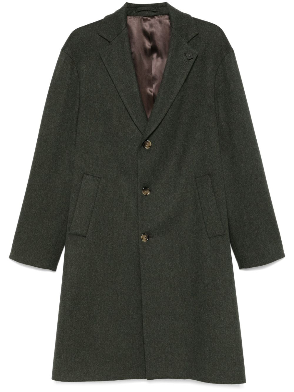 Maison-Kitsune Single Breasted Coats Men Lardini Virgin Wool Coat Green