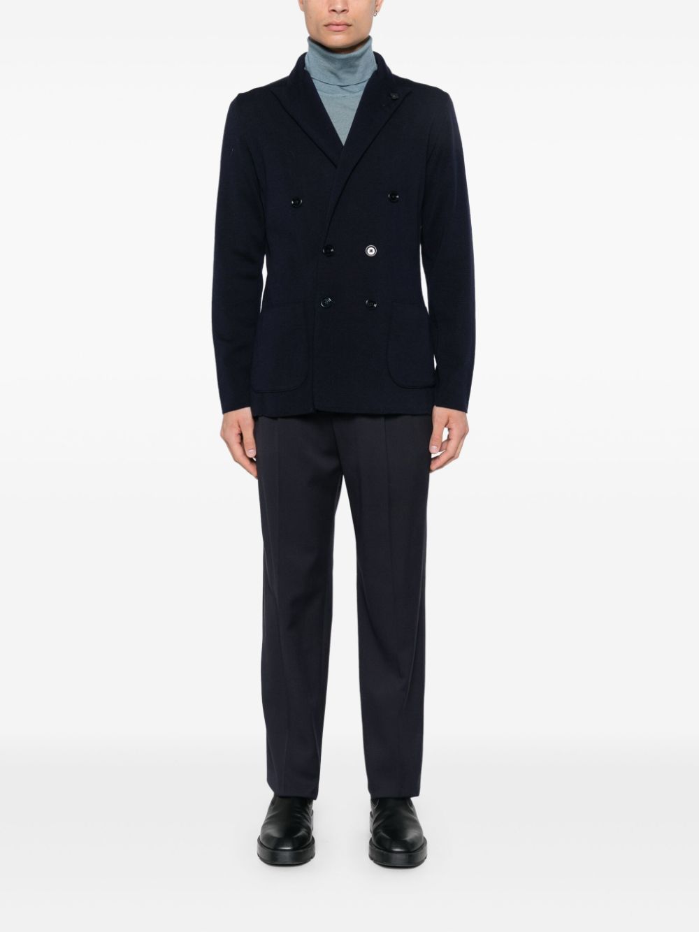 Lardini brooch-detail Cardigan Blue Men Cardigans Maison-Kitsune