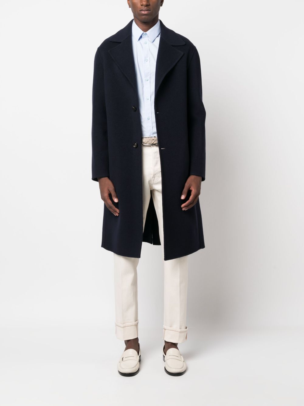 Lardini single-breasted wool-blend Coat Blue Men Single Breasted Coats Maison-Kitsune