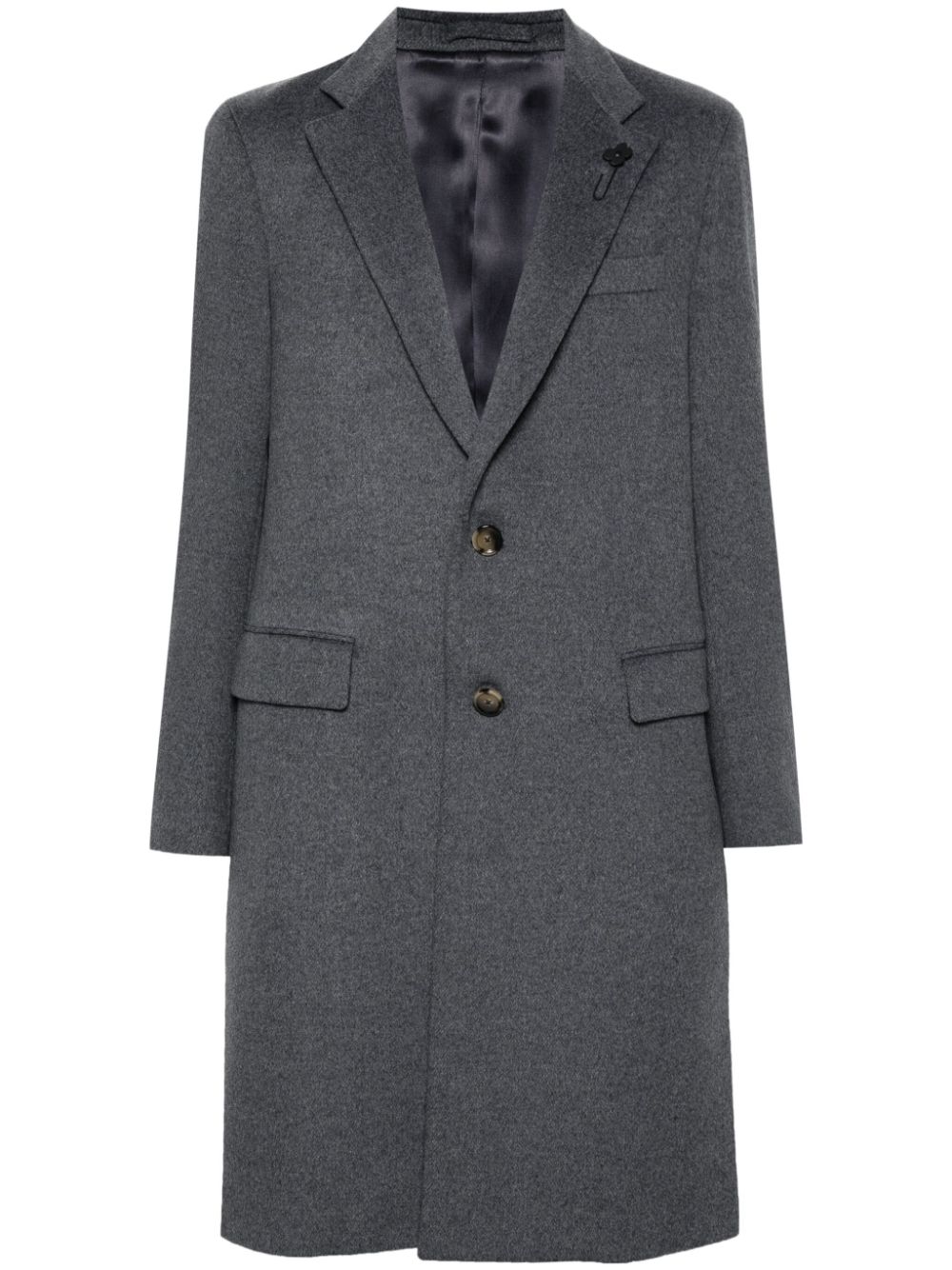 Men Single Breasted Coats Maison-Kitsune Lardini single-breasted Virgin Wool Coat Grey