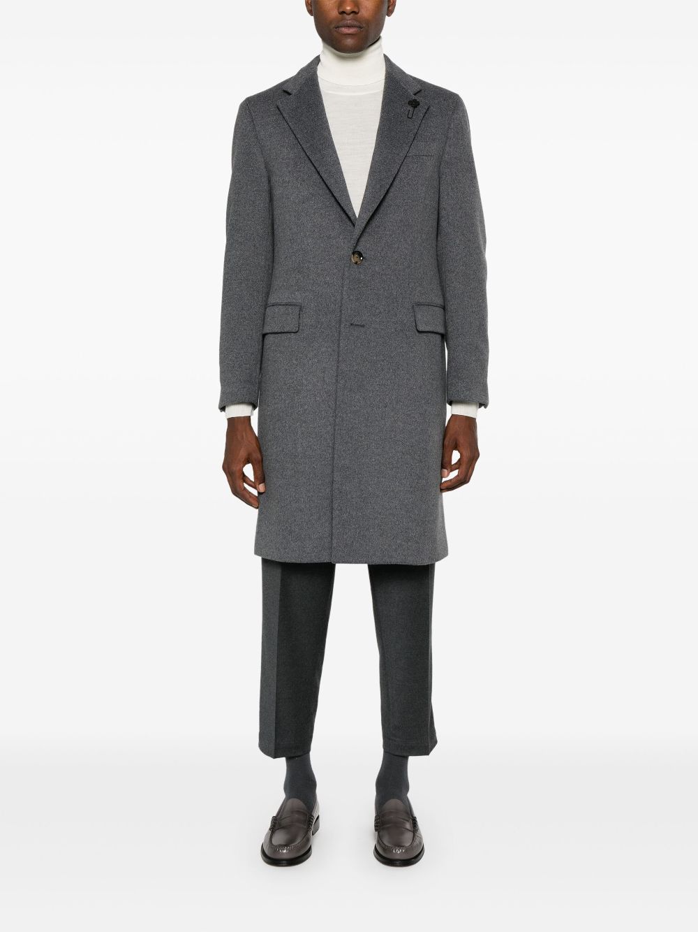 Men Single Breasted Coats Maison-Kitsune Lardini single-breasted Virgin Wool Coat Grey