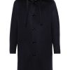 Lardini Hooded Wool Coat Blue Men Single Breasted Coats Maison-Kitsune