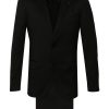 Men Single Breasted Suits Maison-Kitsune Lardini Virgin Wool Suit Black