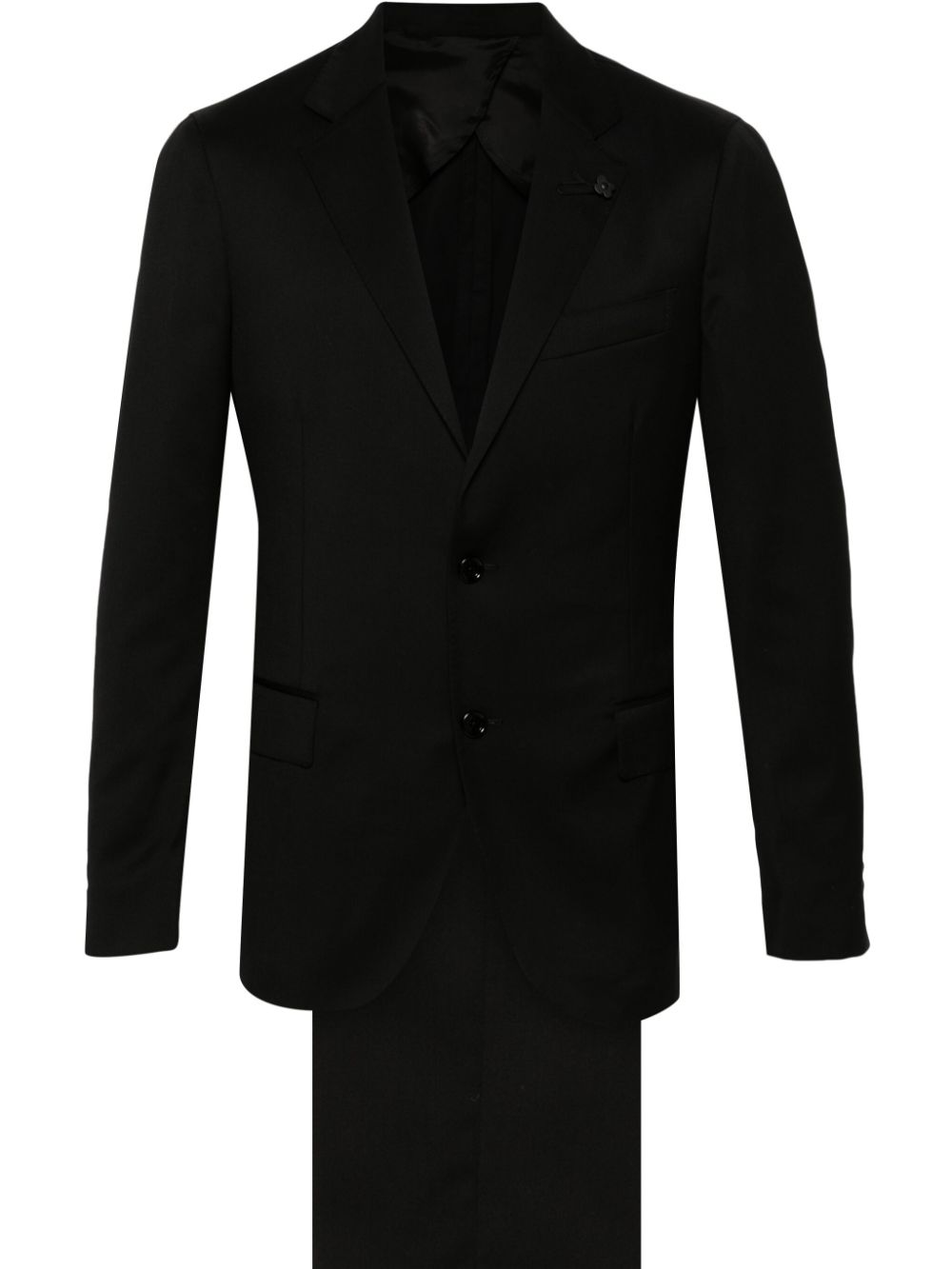 Men Single Breasted Suits Maison-Kitsune Lardini Virgin Wool Suit Black