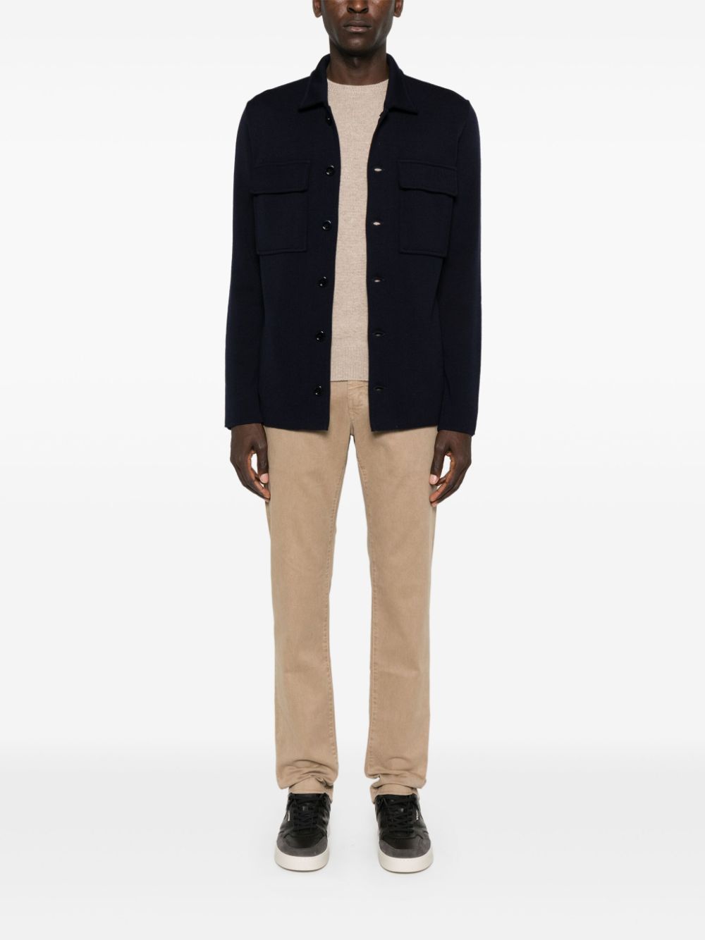Lardini Virgin Wool Cardigan Blue Men Cardigans Maison-Kitsune