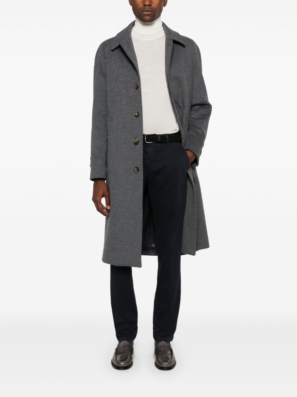 Lardini single-breasted virgin-wool Coat Grey Maison-Kitsune Men Single Breasted Coats
