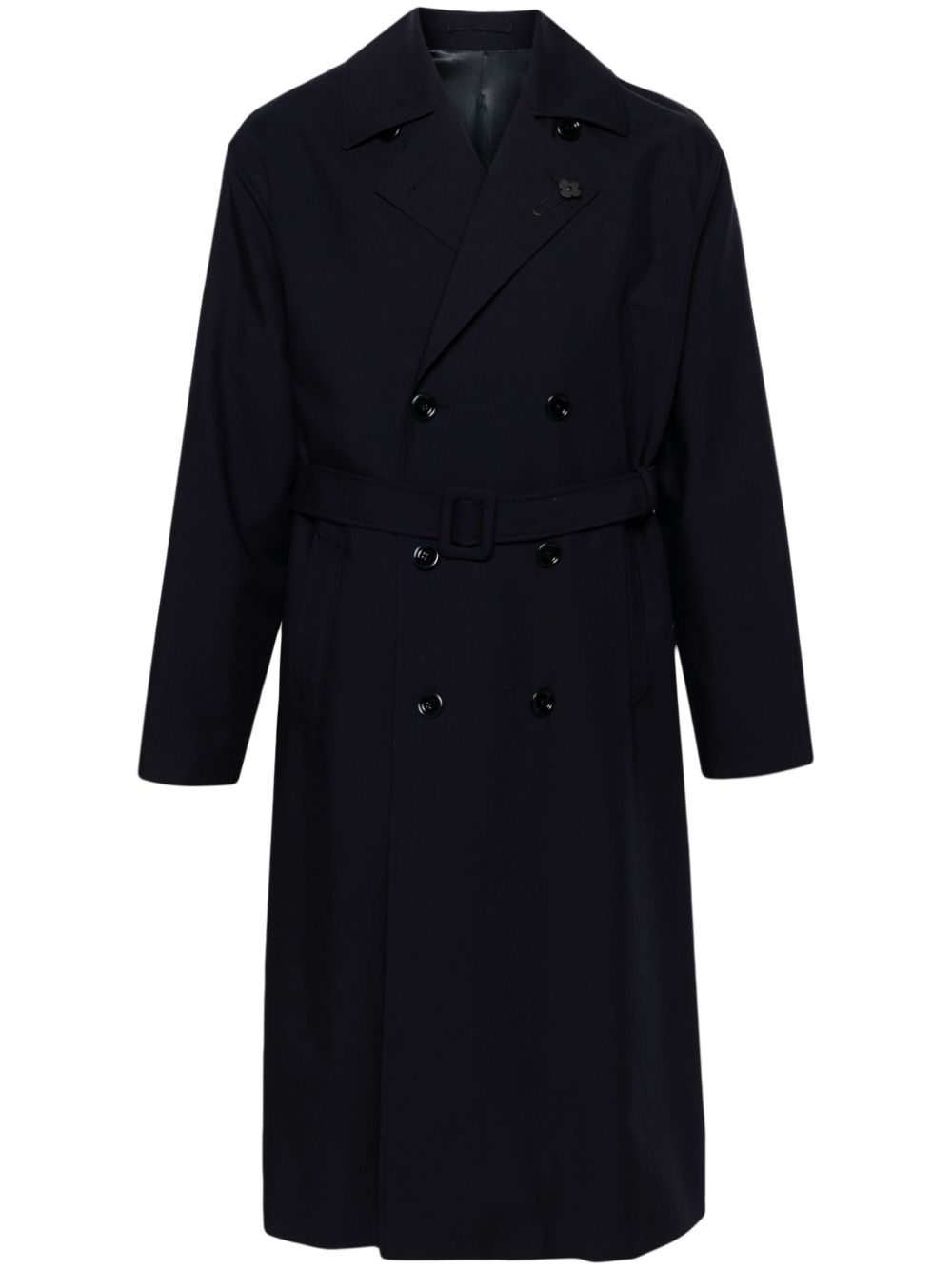 Lardini Belted double-breasted Trench Coat Blue Maison-Kitsune Men Double Breasted Coats