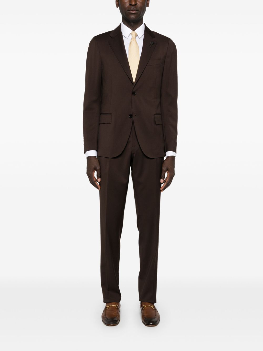 Lardini Virgin Wool Suit Brown Maison-Kitsune Men Single Breasted Suits