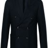 Men Blazers Maison-Kitsune Lardini brooch-detail double-breasted Blazer Blue