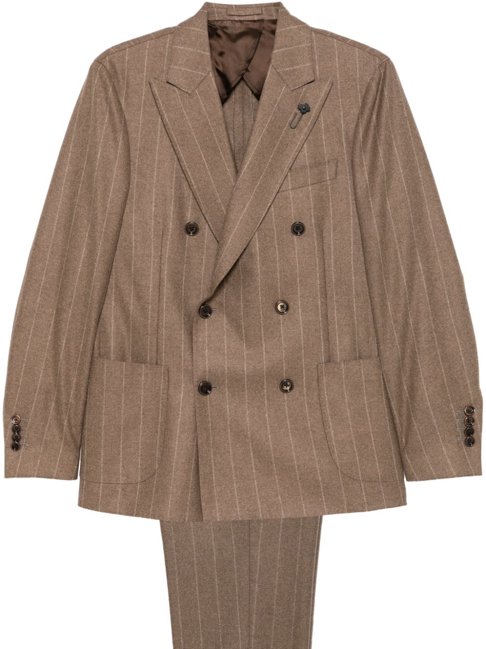 Lardini Pinstripe Suit Brown Men Double Breasted Suits Maison-Kitsune