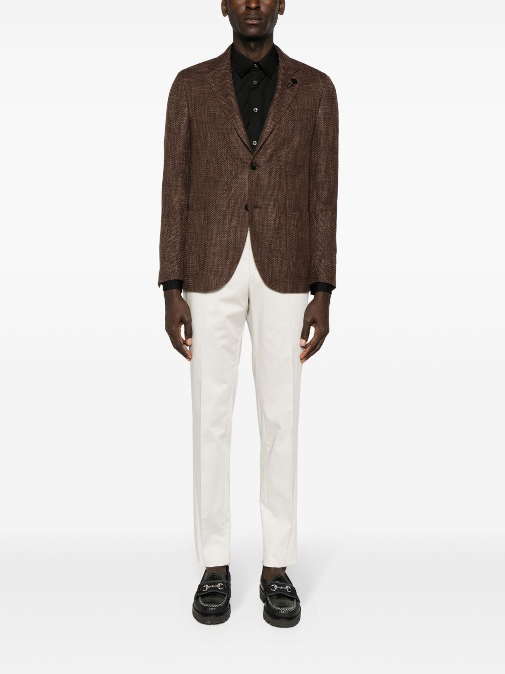 Men Blazers Maison-Kitsune Lardini notched-lapels single-breasted Blazer Brown