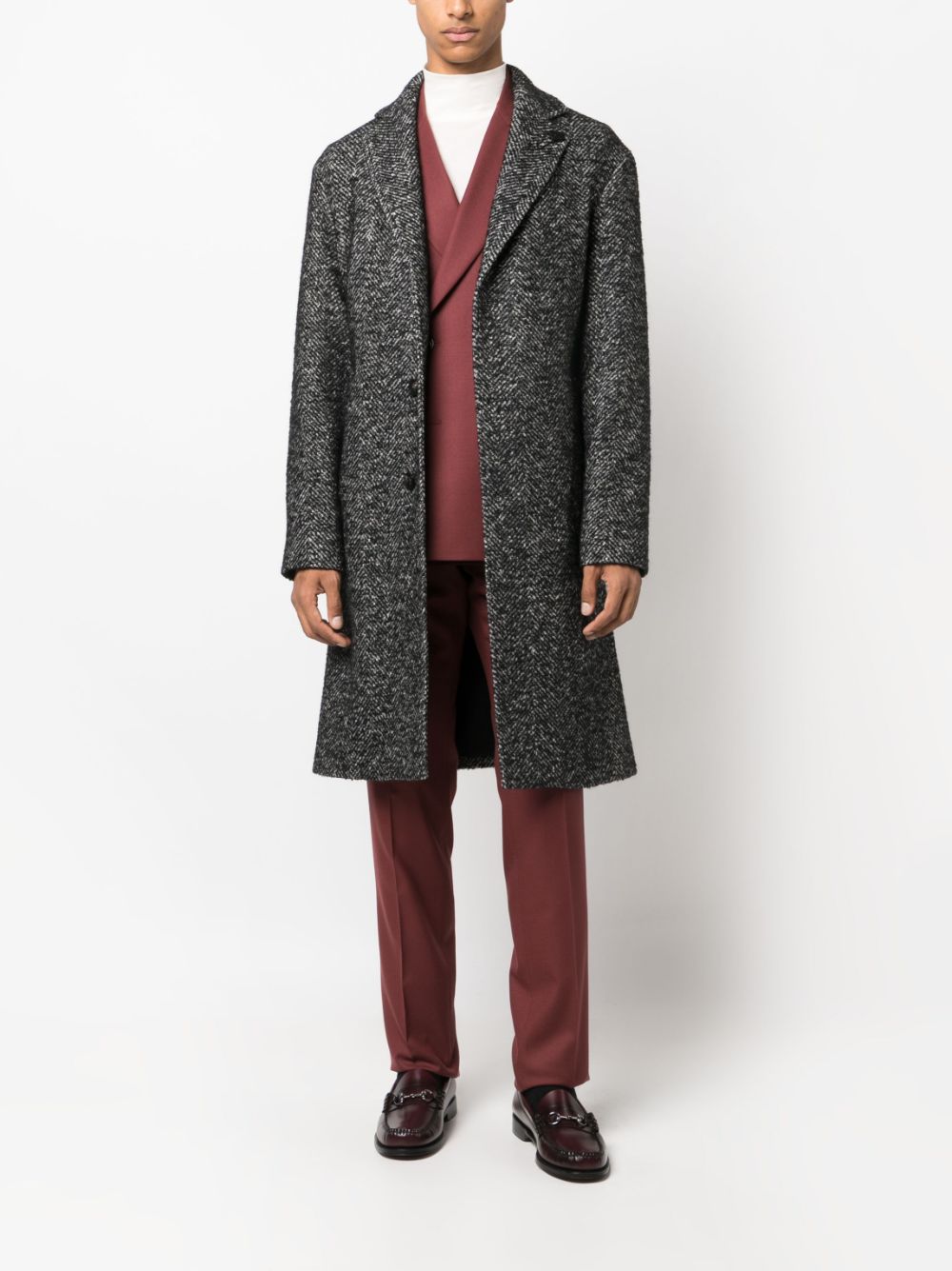 Lardini single-breasted Belted Coat Black Men Single Breasted Coats Maison-Kitsune