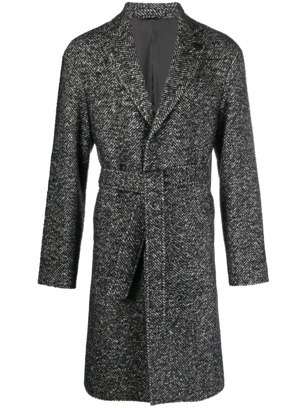 Lardini single-breasted Belted Coat Black Men Single Breasted Coats Maison-Kitsune