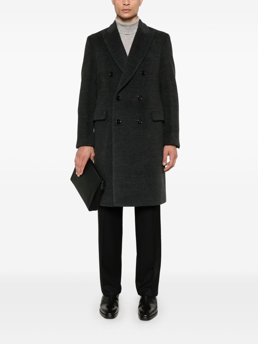 Lardini Virgin Wool Coat Grey Maison-Kitsune Men Double Breasted Coats