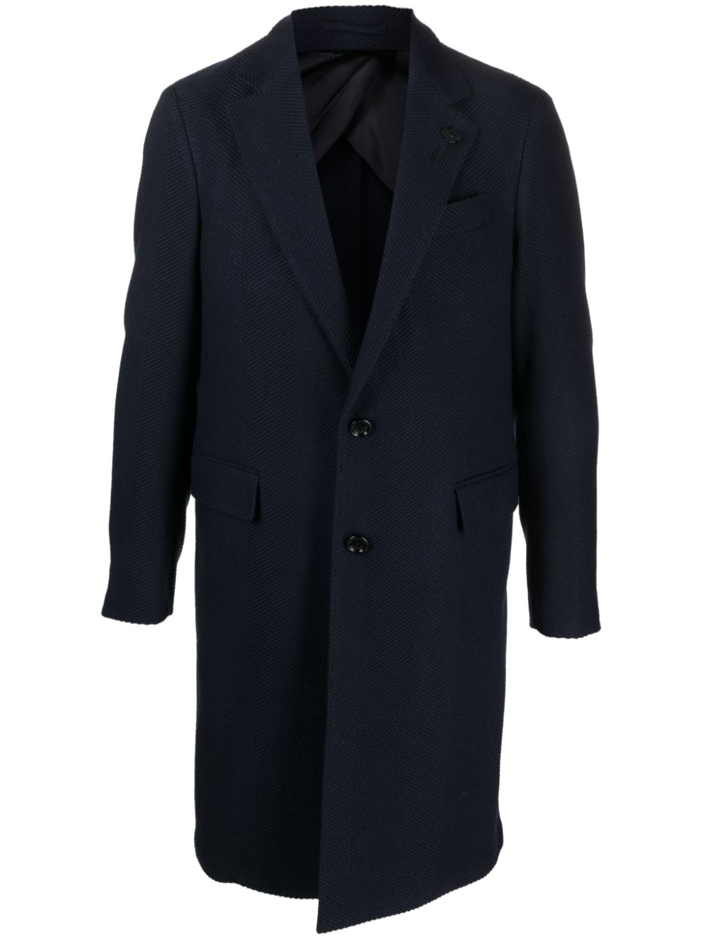 Lardini Herringbone single-breasted Coat Blue Maison-Kitsune Men Single Breasted Coats