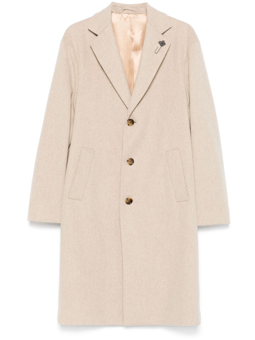Men Single Breasted Coats Maison-Kitsune Lardini Virgin Wool Coat Neutrals