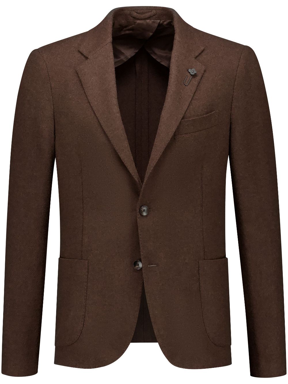 Maison-Kitsune Blazers Men Lardini brooch-detail single-breasted Blazer Brown