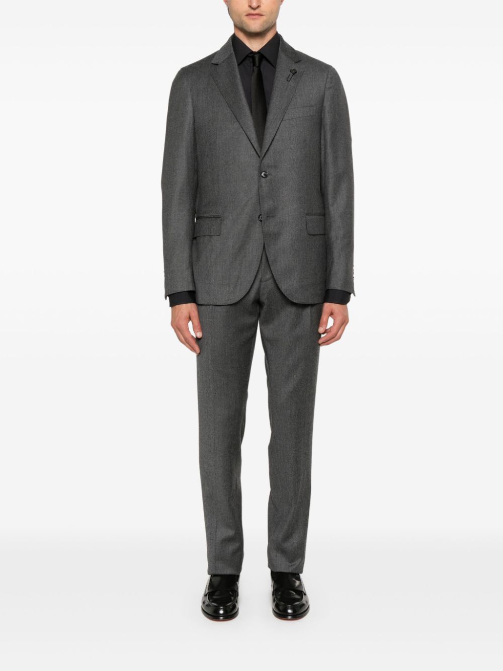 Maison-Kitsune Lardini mélange-effect Suit Grey Men Single Breasted Suits