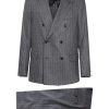 Lardini Pinstriped two-piece Suit Grey Men Double Breasted Suits Maison-Kitsune
