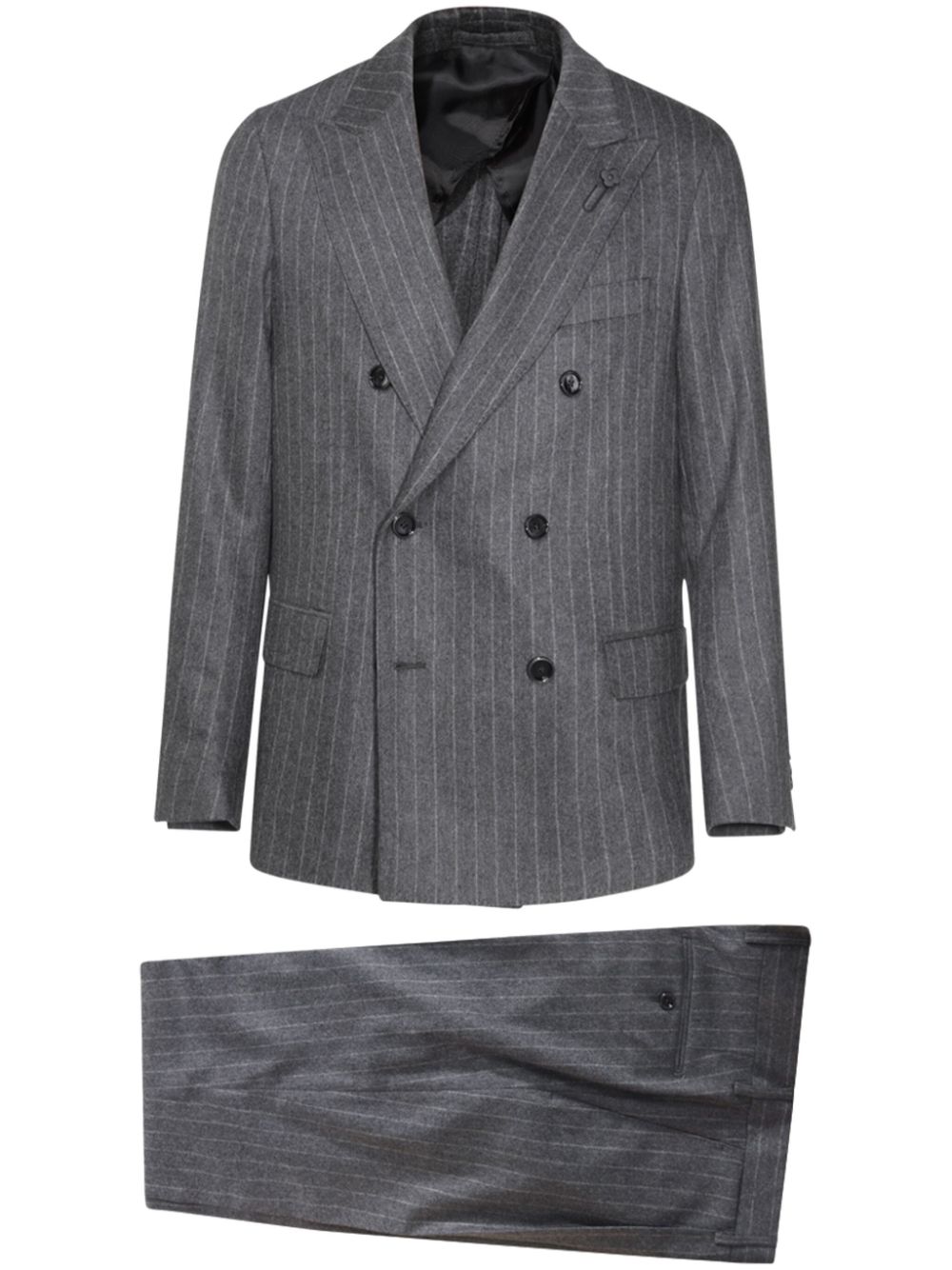 Lardini Pinstriped two-piece Suit Grey Men Double Breasted Suits Maison-Kitsune