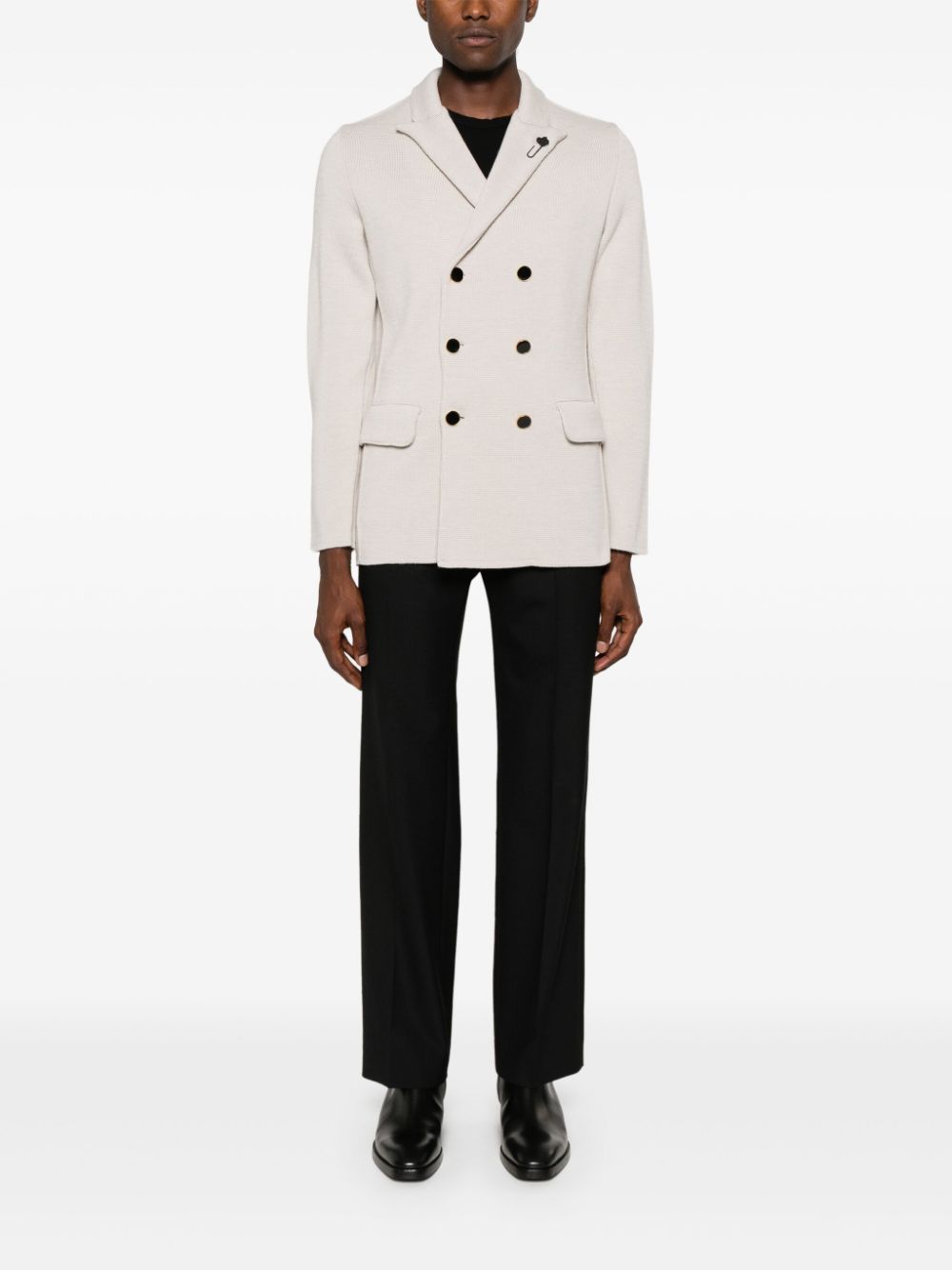 Men Cardigans Maison-Kitsune Lardini double-breasted Knitted Blazer Neutrals
