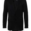 Maison-Kitsune Single Breasted Suits Men Lardini brooch-detail Suit Blue