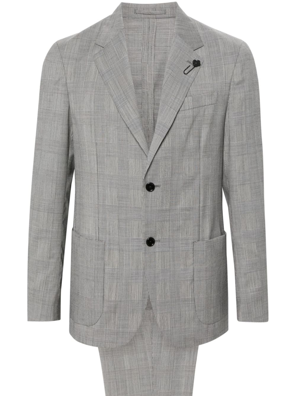Men Single Breasted Suits Maison-Kitsune Lardini Prince Of Wales Wool Suit Black