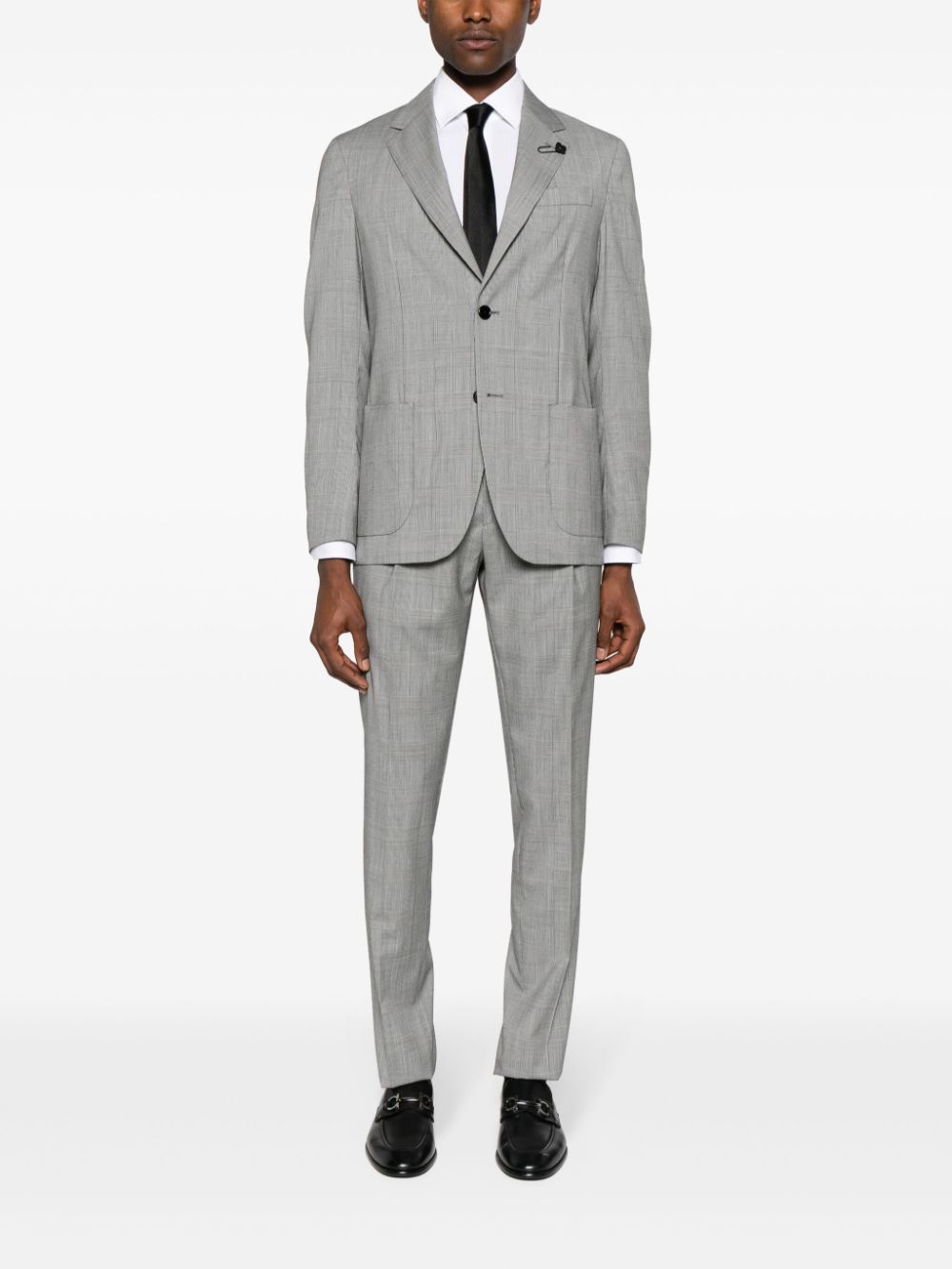 Men Single Breasted Suits Maison-Kitsune Lardini Prince Of Wales Wool Suit Black