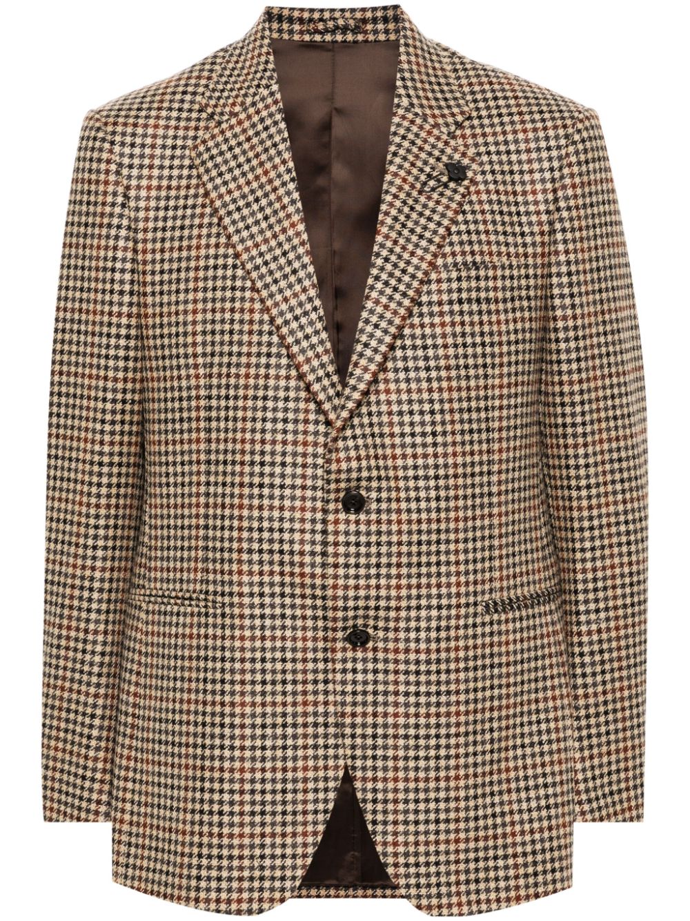 Maison-Kitsune Suit & Dinner Jackets Men Lardini Houndstooth Suit Jacket Brown