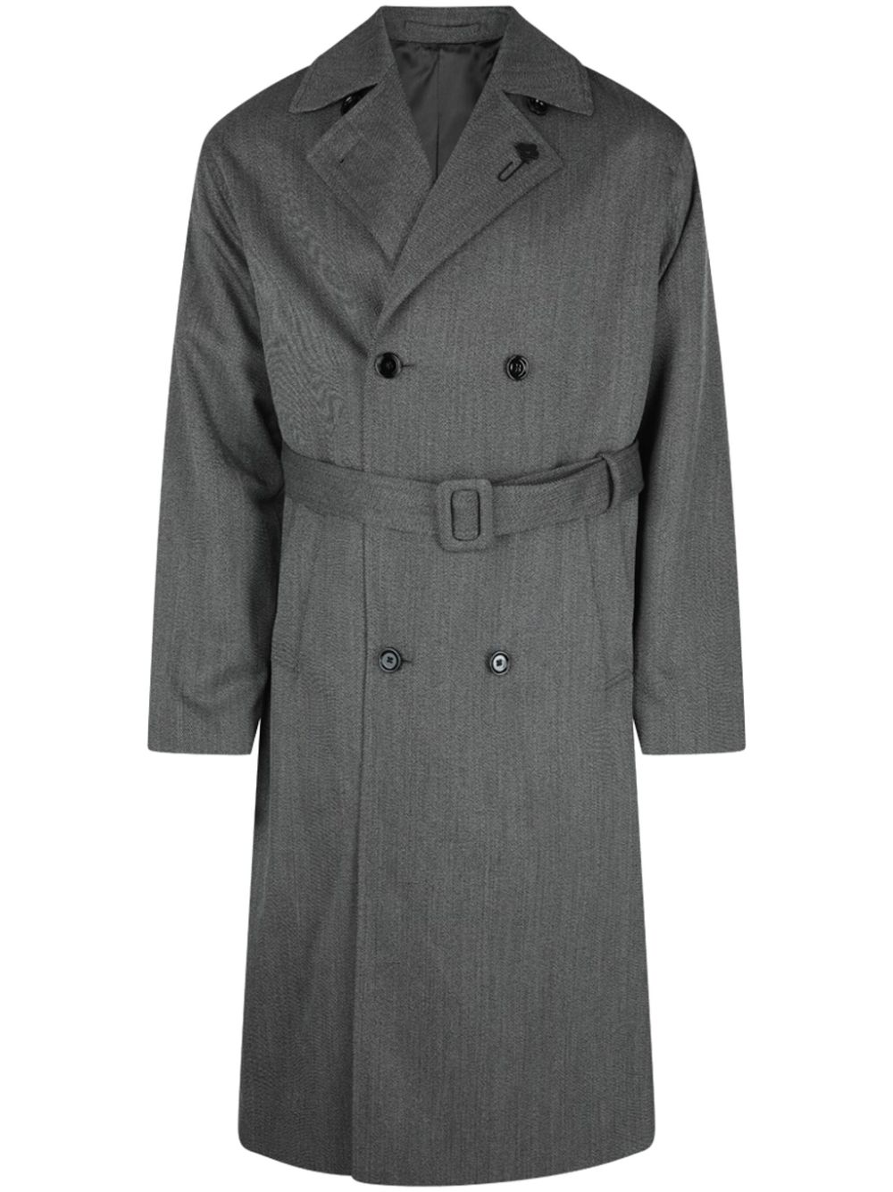 Men Double Breasted Coats Maison-Kitsune Lardini brooch-detail Coat Grey