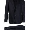 Men Single Breasted Suits Maison-Kitsune Lardini single-breasted Pinstripe Suit Black