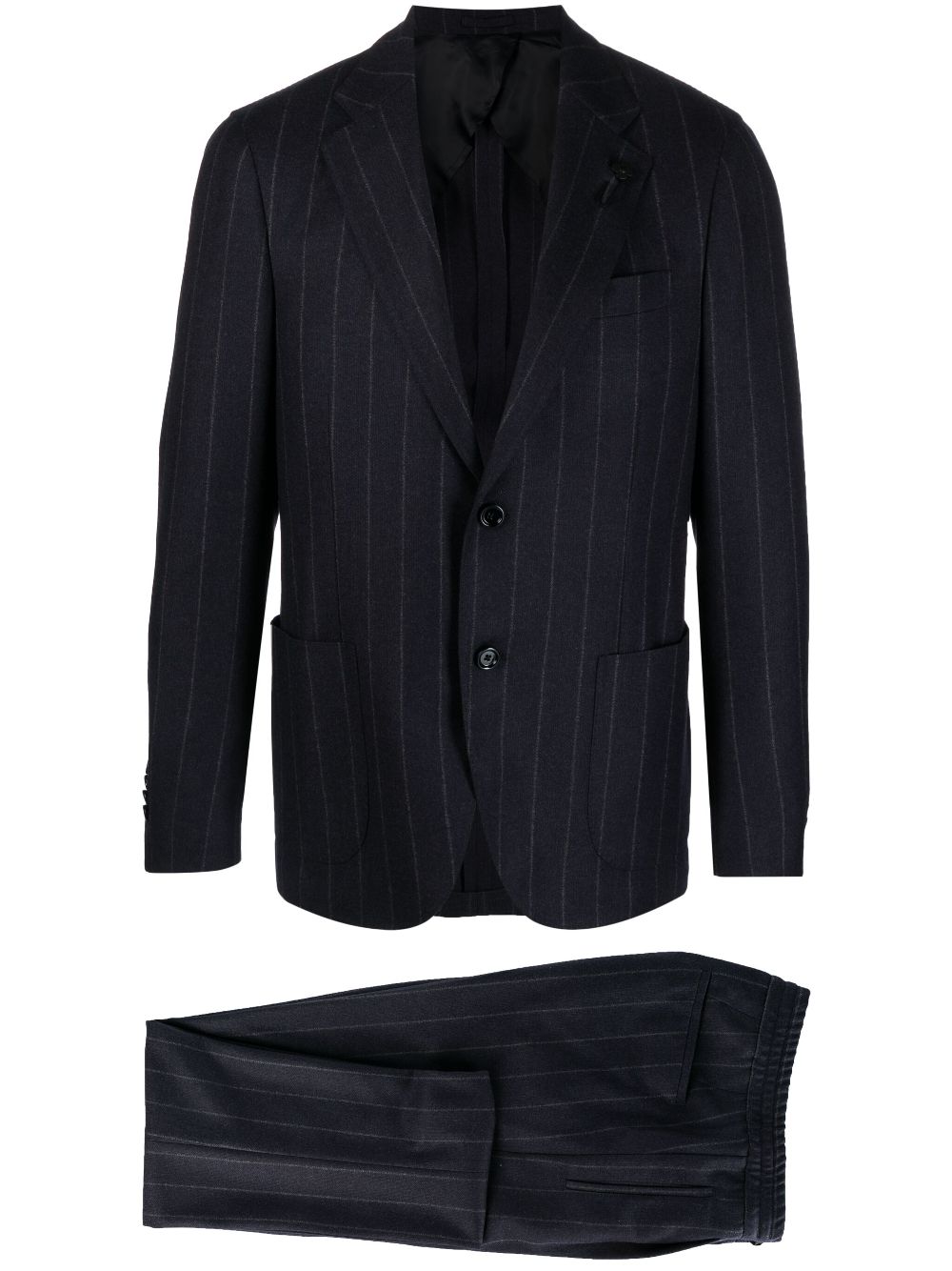 Men Single Breasted Suits Maison-Kitsune Lardini single-breasted Pinstripe Suit Black