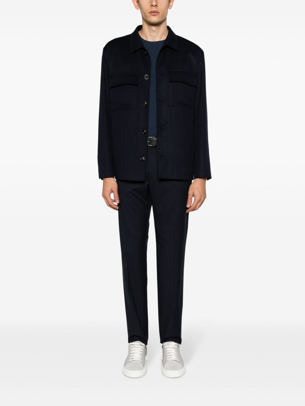 Lardini wool-cashmere Shirt Jacket Blue Men Shirt Jackets Maison-Kitsune