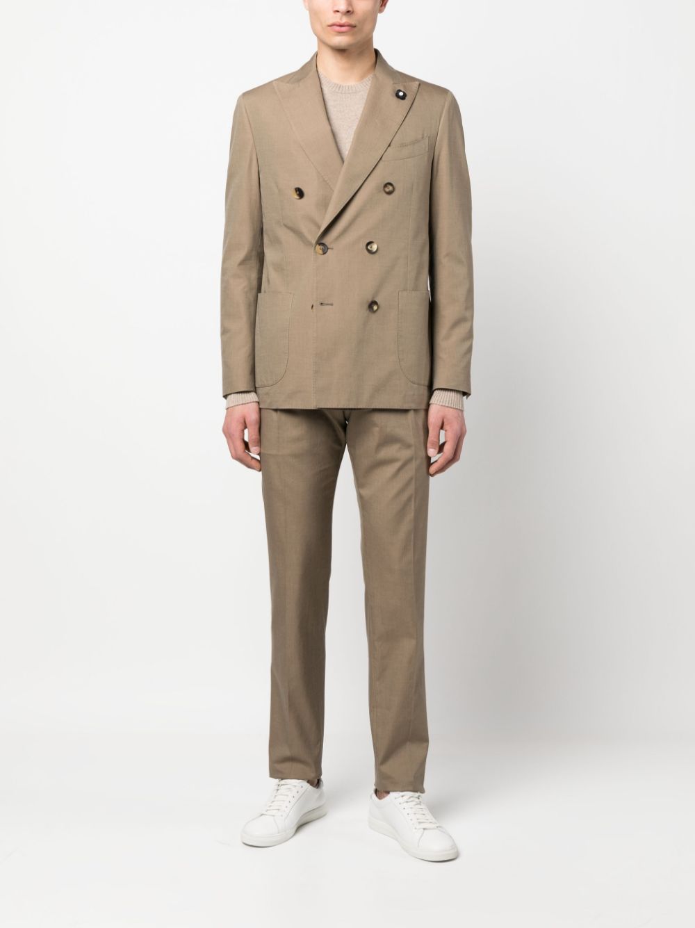 Lardini double-breasted Cotton Suit Neutrals Men Double Breasted Suits Maison-Kitsune