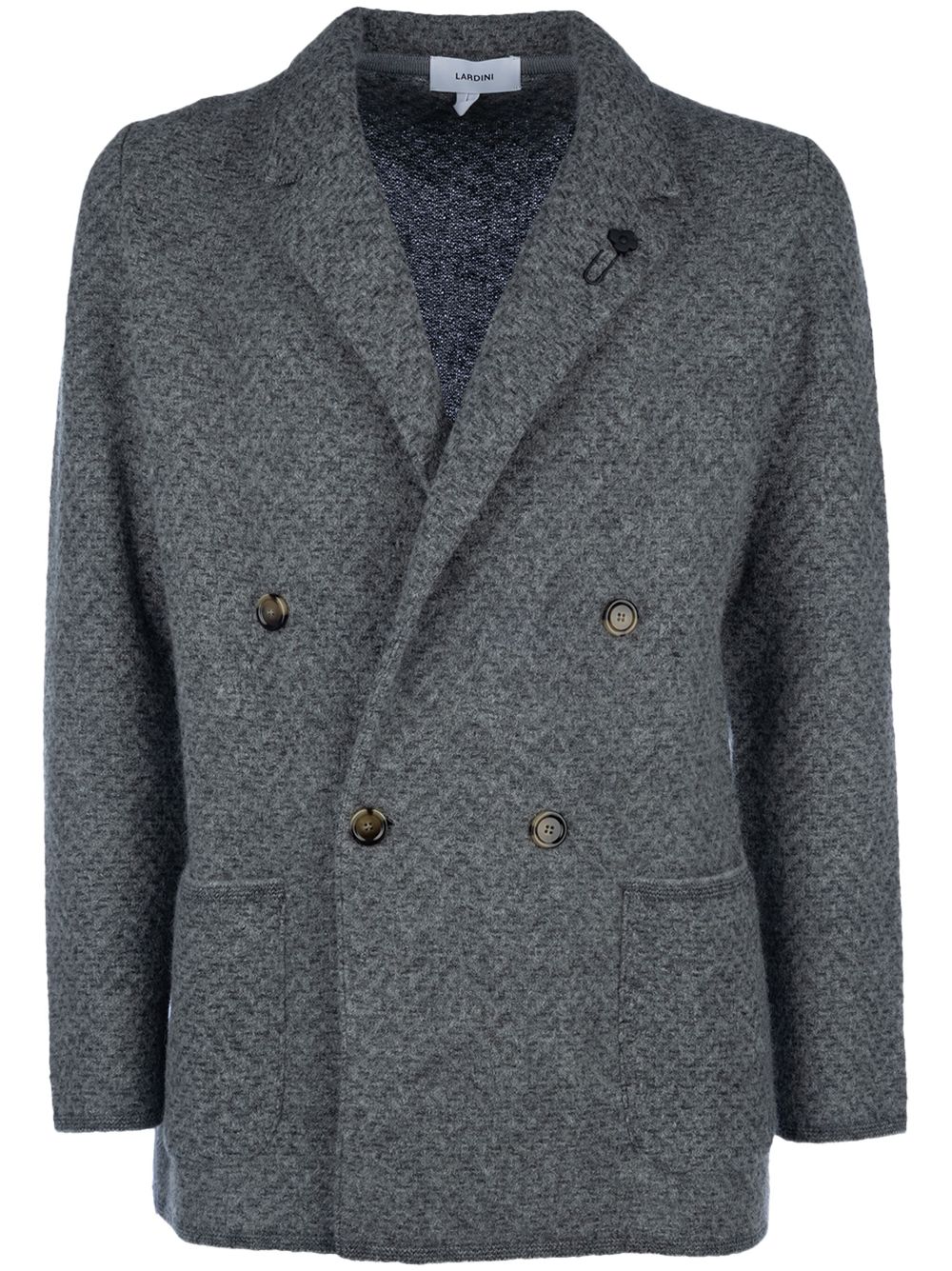 Maison-Kitsune Blazers Men Lardini mélange-effect Knitted Blazer Grey