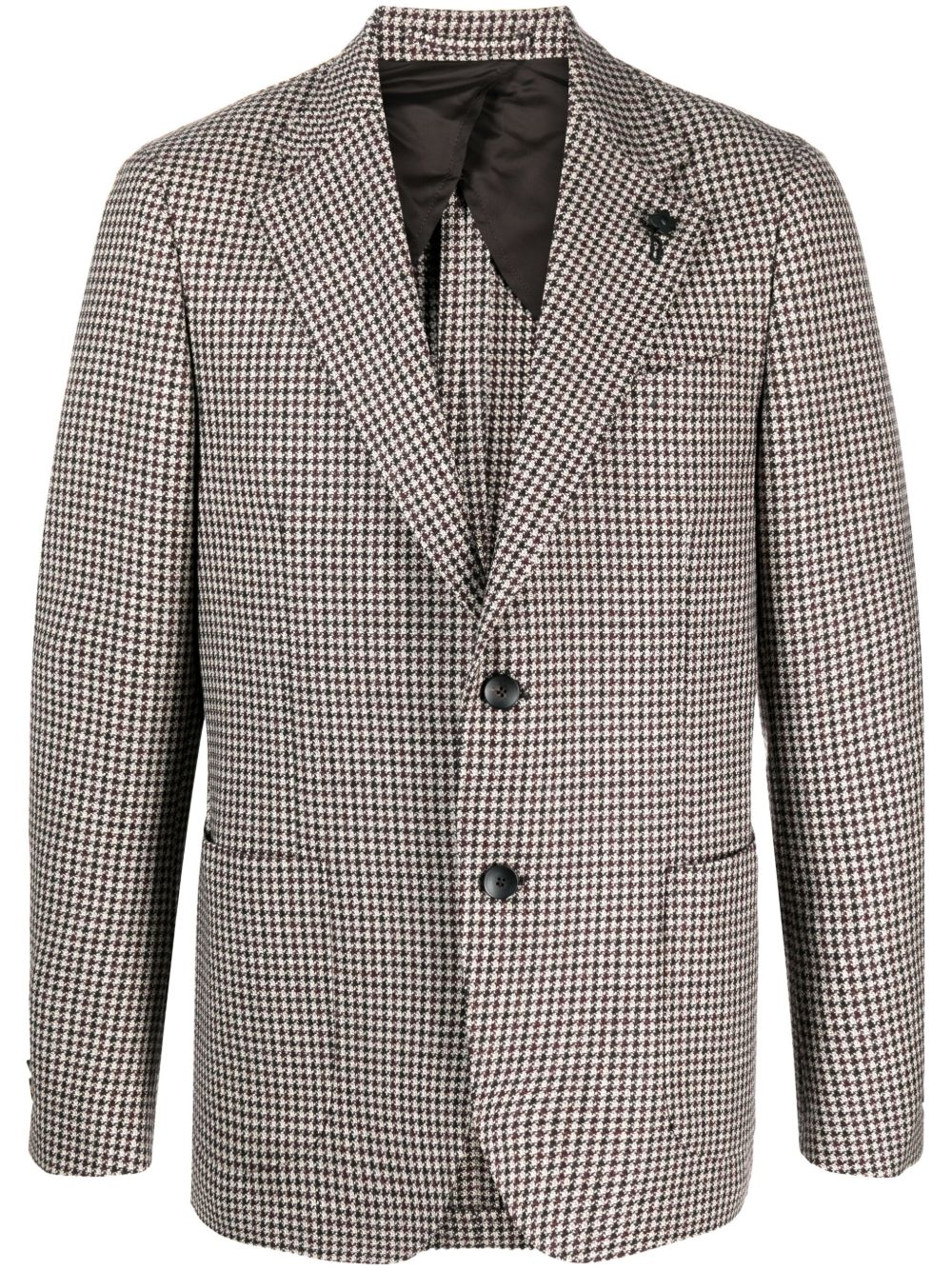 Maison-Kitsune Blazers Men Lardini houndstooth-pattern Wool Blazer Grey