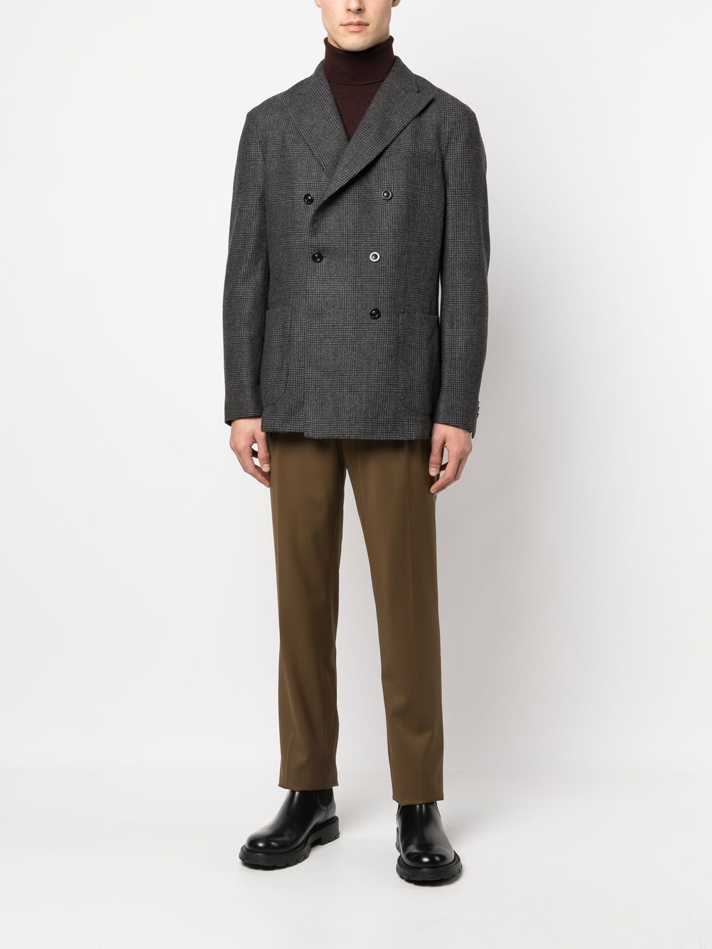 Maison-Kitsune Tailored Pants Men Lardini Pleated Wool Trousers Brown