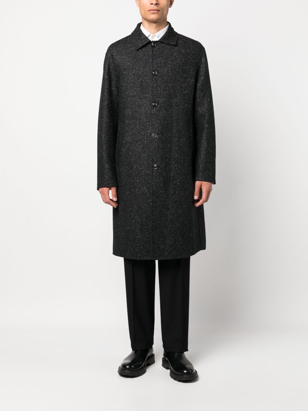 Lardini single-breasted Marled Coat Black Maison-Kitsune Men Single Breasted Coats