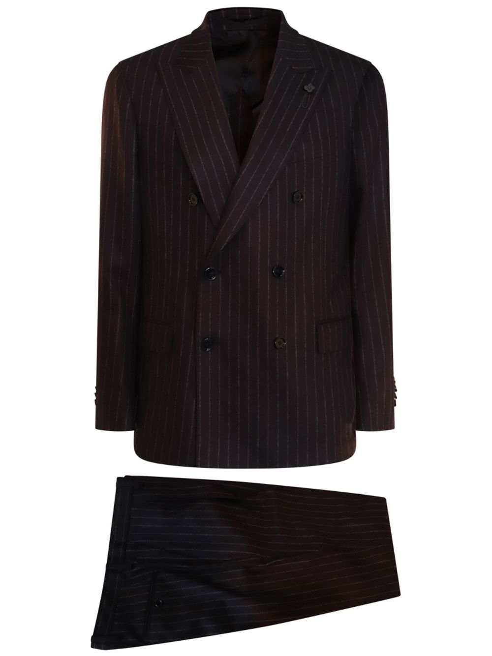 Maison-Kitsune Lardini Pinstripe two-piece Suit Grey Men Double Breasted Suits