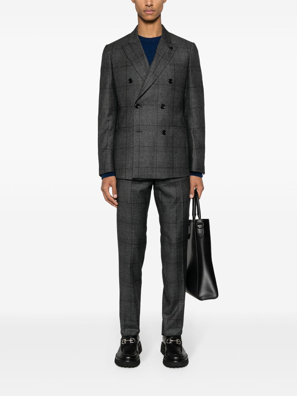 Lardini Kosmo double-breasted Suit Grey Maison-Kitsune Men Double Breasted Suits