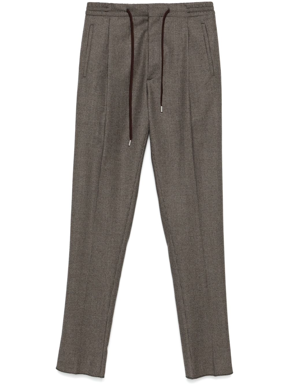 Men Tapered Pants Maison-Kitsune Lardini Dogtooth Trousers Brown