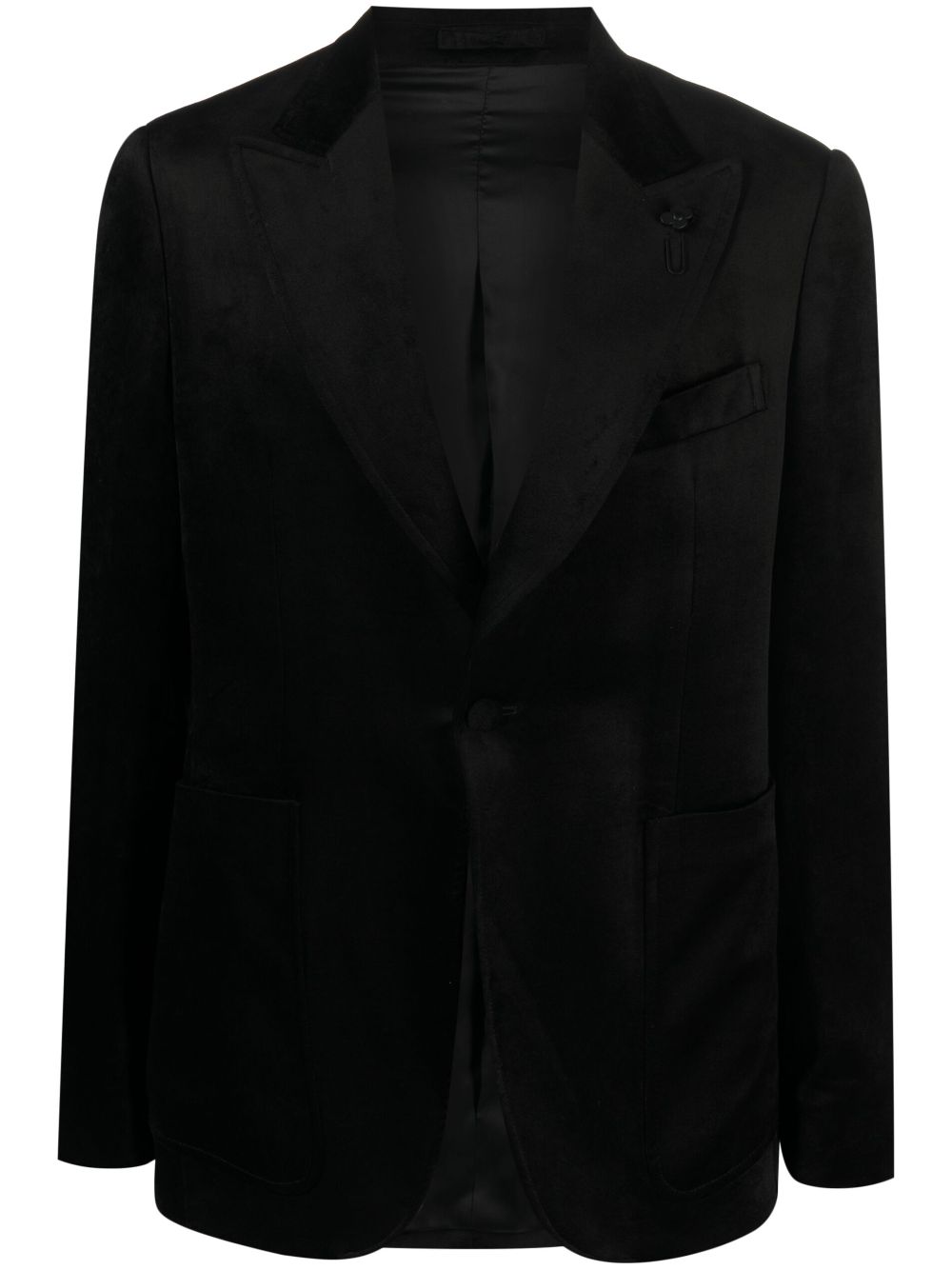 Maison-Kitsune Blazers Men Lardini brooch-detail single-breasted Blazer Black