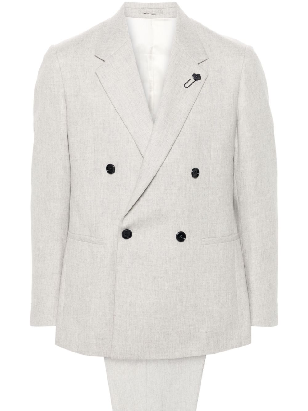 Lardini logo-brooch Suit Neutrals Men Double Breasted Suits Maison-Kitsune