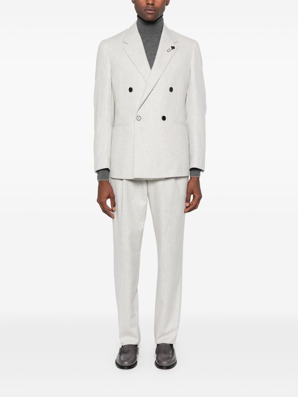 Lardini logo-brooch Suit Neutrals Men Double Breasted Suits Maison-Kitsune