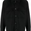 Maison-Kitsune Lardini button-up wool-blend Shirt Jacket Black Men Shirt Jackets